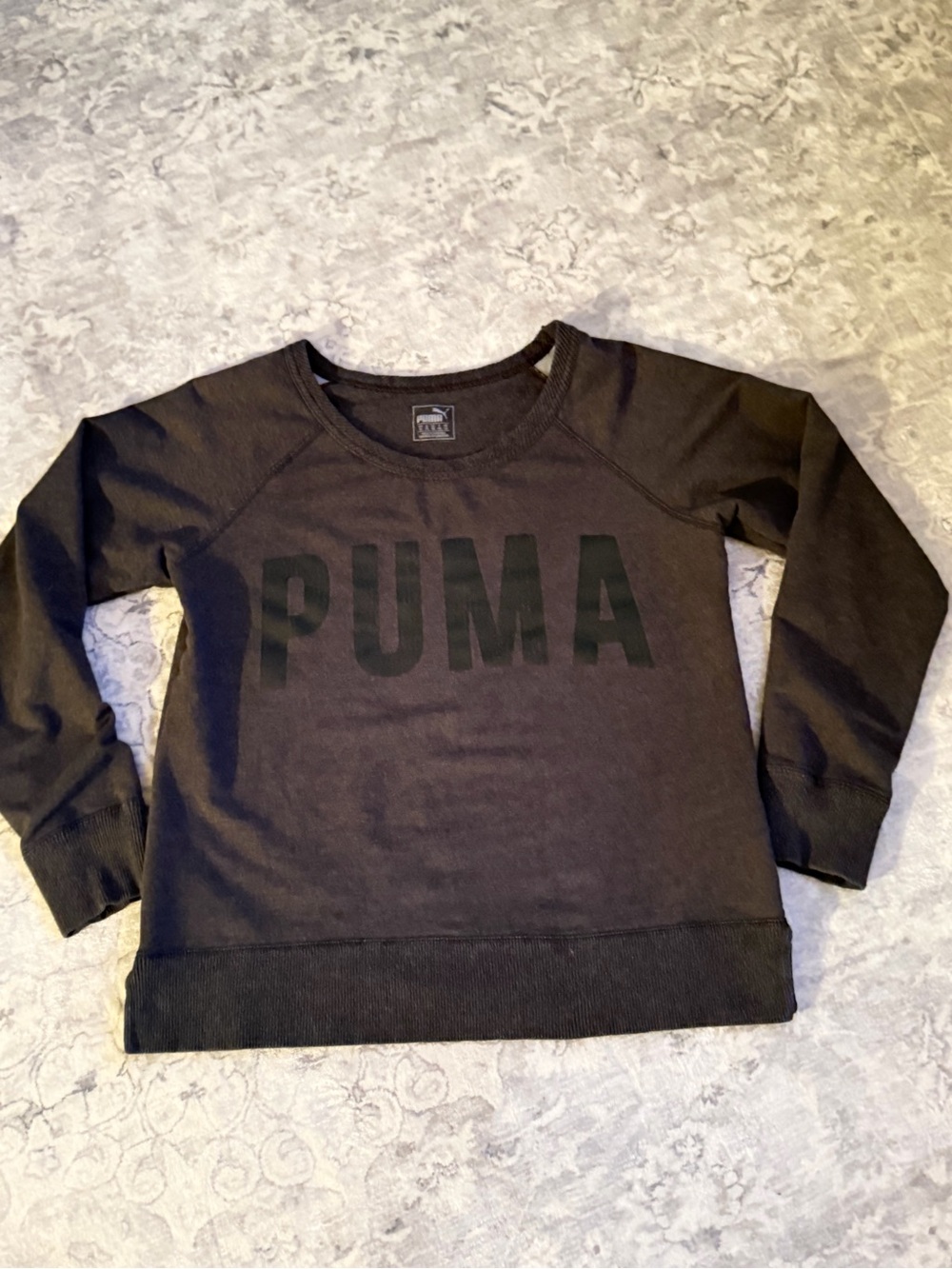 Puma Women's Black Crewneck Sweatshirt with Tonal Logo